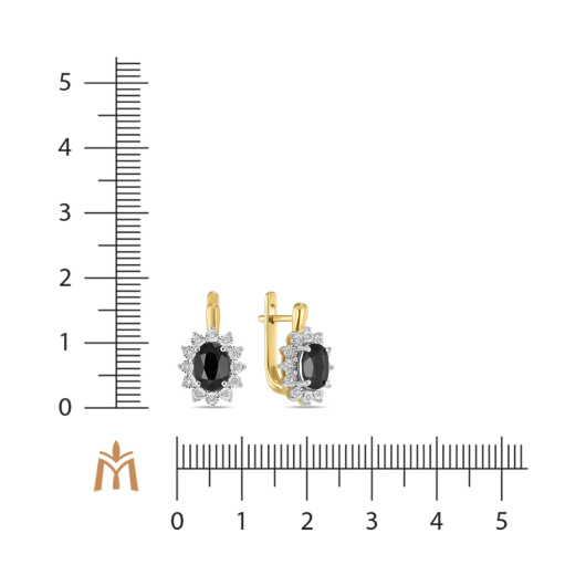 Серьги с бриллиантами и цветными сапфирами