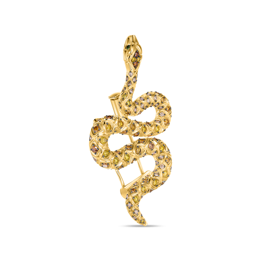 Брошь с цветными бриллиантами, цветными бриллиантами и бриллиантами