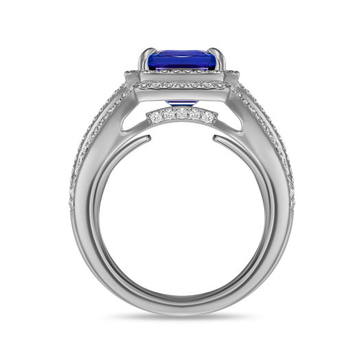 Кольцо с бриллиантами и танзанитом