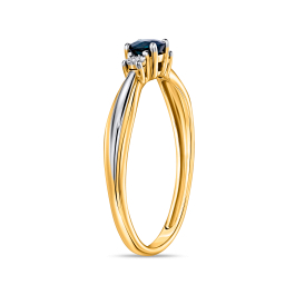 Кольцо с бриллиантами и сапфиром