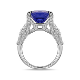 Кольцо с бриллиантом и танзанитом