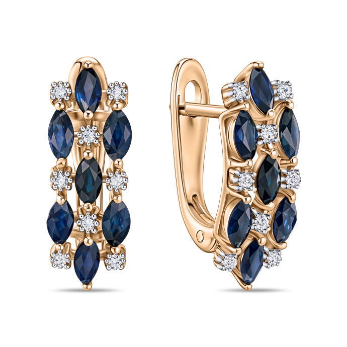 Серьги с бриллиантами и сапфирами - фото 1