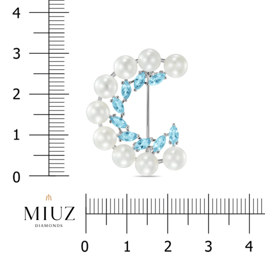 Брошь с топазами и жемчугом