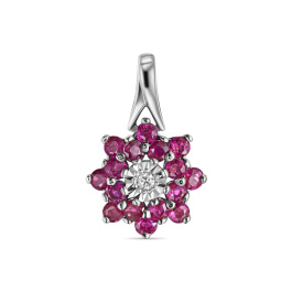 Подвеска с бриллиантом и рубинами