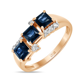 Кольцо с бриллиантами и сапфирами