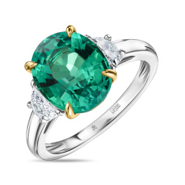 Кольцо с бриллиантами и изумрудом