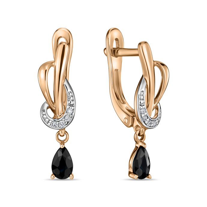 Серьги с бриллиантами и цветными сапфирами - фото 1