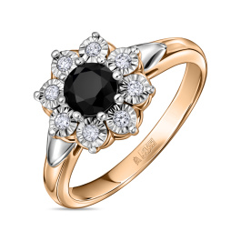 Кольцо с бриллиантами и цветными сапфирами