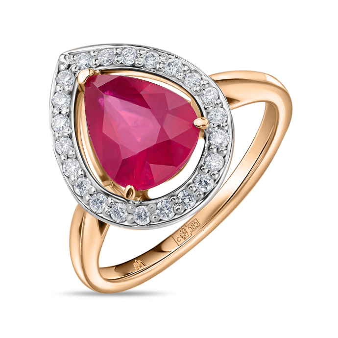 Кольцо с бриллиантами и облагороженным рубином - фото 1 Кольцо с бриллиантами и облагороженным рубином - фото 1