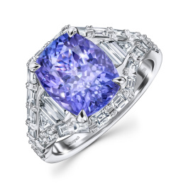 Кольцо с бриллиантами и танзанитом