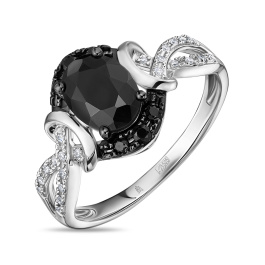 Кольцо с бриллиантами и цветными сапфирами