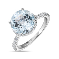 Кольцо с аквамарином и бриллиантами - фото 1