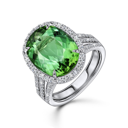 Кольцо с бриллиантами и турмалином