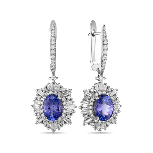 Серьги с бриллиантами и танзанитами