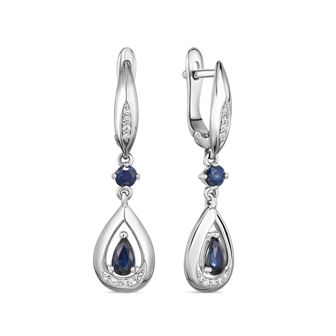 Серьги с бриллиантами и сапфирами - фото 1 Серьги с бриллиантами и сапфирами - фото 1