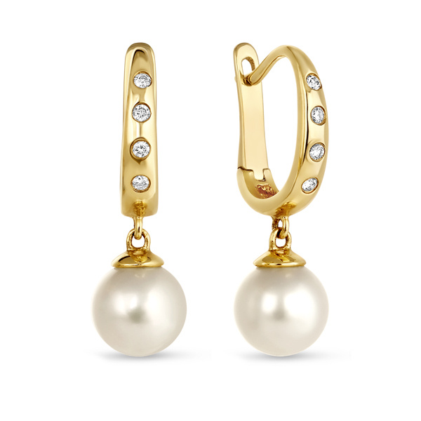 Серьги с бриллиантами и жемчугом - фото 1