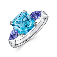 Кольцо с топазом, бриллиантами и танзанитами - фото 1 Кольцо с топазом, бриллиантами и танзанитами - фото 1