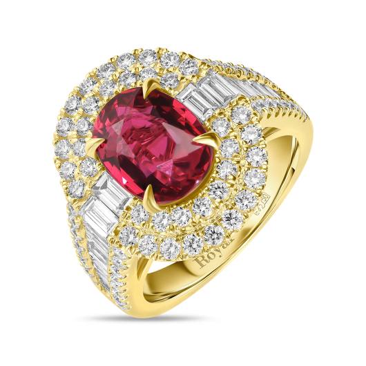 Кольцо с бриллиантами и рубином