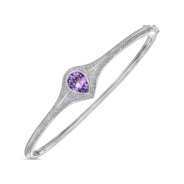 Браслет жесткий с аметистом и бриллиантами