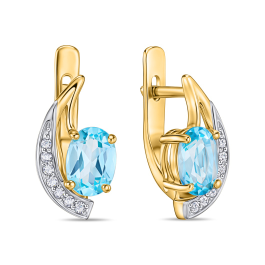 Серьги с топазом и бриллиантами