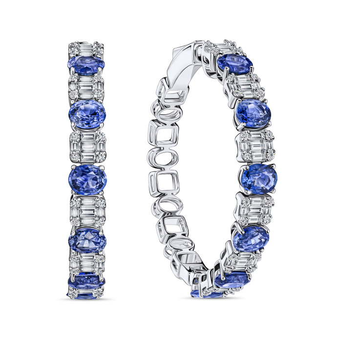 Серьги с бриллиантами и сапфирами - фото 1