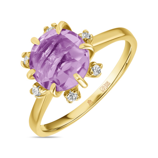 Кольцо с аметистом и фианитом