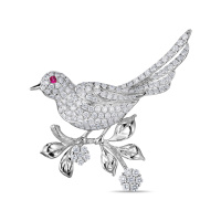 Брошь с бриллиантами и рубином - фото 1