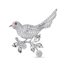 Брошь с бриллиантами и рубином