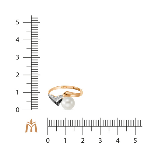 Кольцо с жемчугом и фианитами