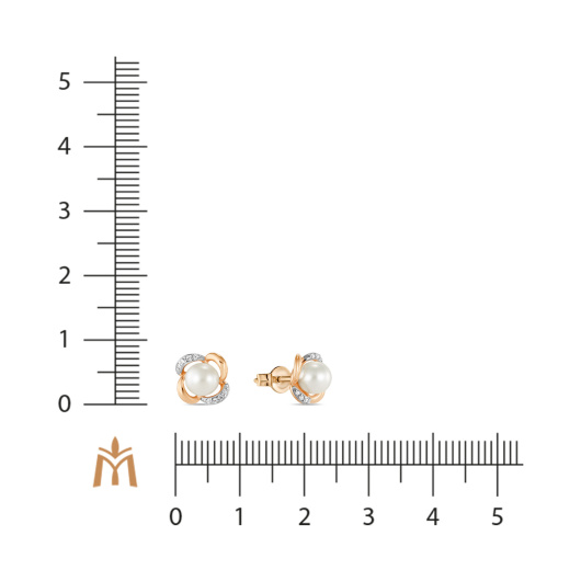 Серьги с жемчугом и фианитами