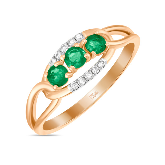 Кольцо с изумрудами и бриллиантами