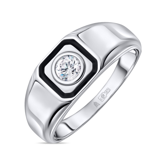 Мужское Кольцо с бриллиантом и эмалью