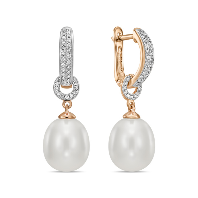 Серьги с бриллиантами и жемчугом - фото 1