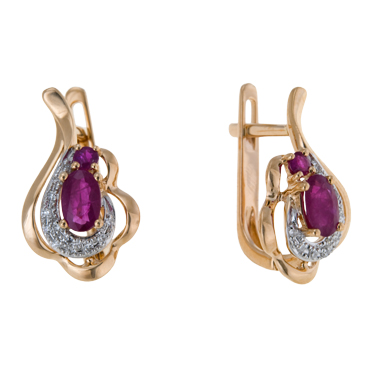 Серьги с бриллиантами и рубинами