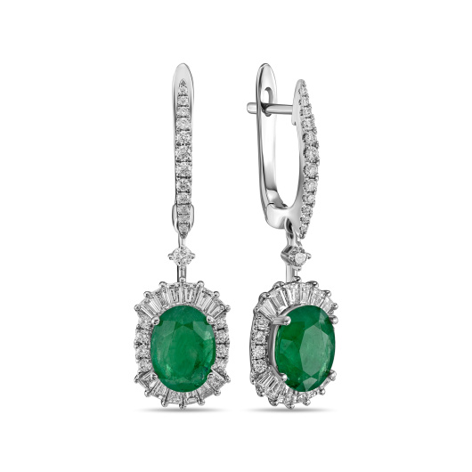 Серьги с бриллиантами и изумрудами