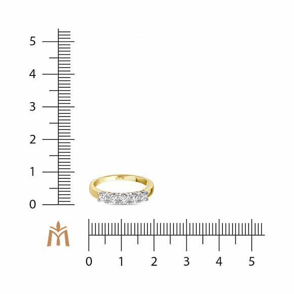 Обручальное кольцо-дорожка из золота с 5 бриллиантами R01-35774 - Фото 2