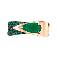 Кольцо с агатом и фианитами - фото 2