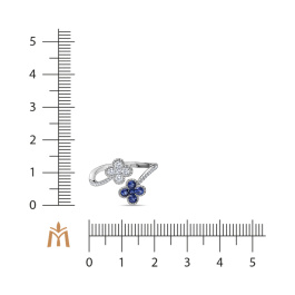 Кольцо с бриллиантами и сапфирами