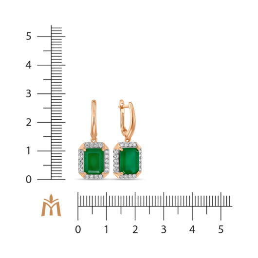 Серьги с агатами и фианитами