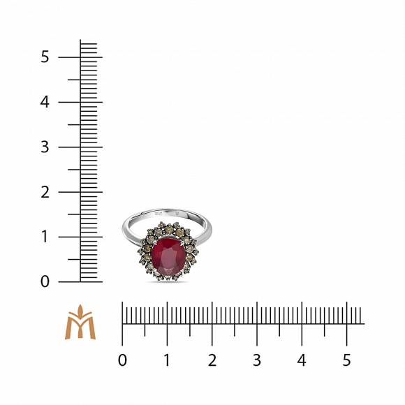 Кольцо с бриллиантами и облагороженным рубином R01-SS-35665-MIX - Фото 2