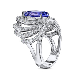Кольцо с бриллиантами и танзанитом