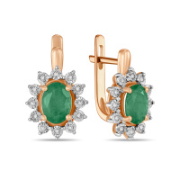 Серьги с бриллиантами и изумрудом - фото 1