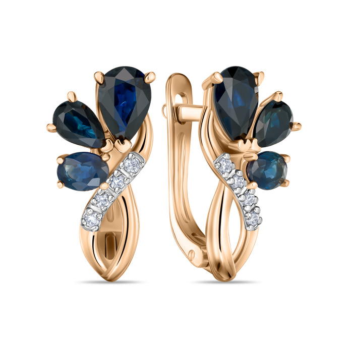 Серьги с бриллиантами и сапфирами - фото 1