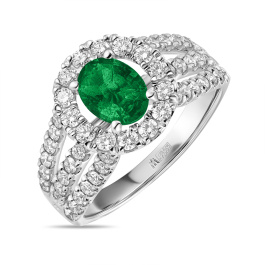 Кольцо с бриллиантами и изумрудом