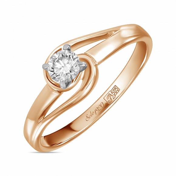Помолвочное кольцо 585 пробы с бриллиантом R01-SOL82-025-G3 - Фото 4