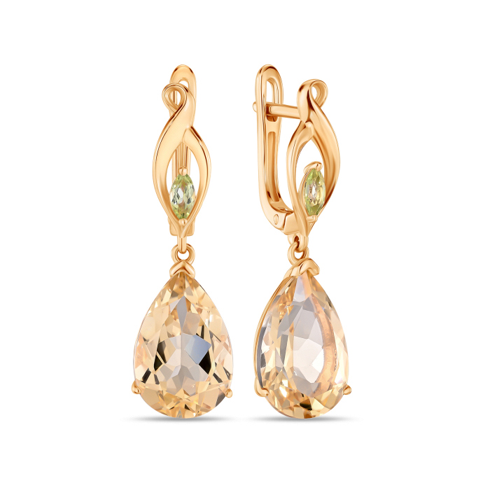 Серьги с цитринами и перидотами - фото 1