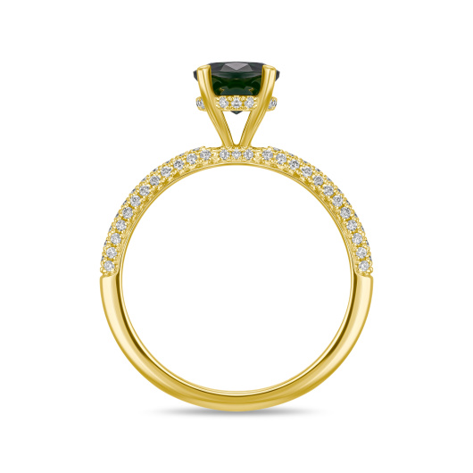 Кольцо с бриллиантами и цаворитом