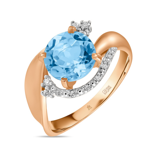 Кольцо с топазом и фианитом
