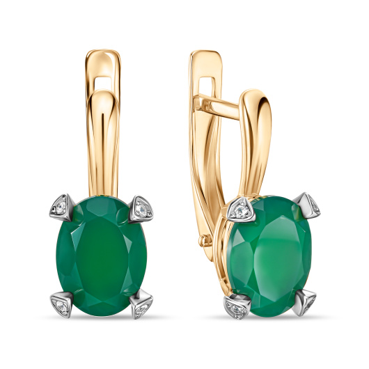 Серьги с агатами и фианитами