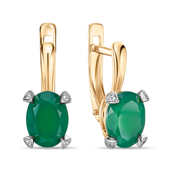 Серьги с агатами и фианитами - фото 1 Серьги с агатами и фианитами - фото 1